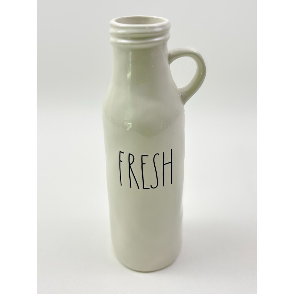 Rae Dunn FRESH Bottle Vase 10” Textured Ceramic Milk Jug Farmhouse Decor